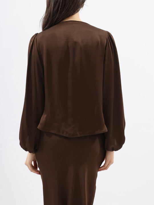 Blusa V Piega Manica - Moro