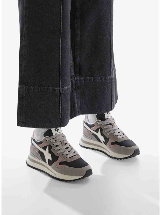 Yak W Suede Nylon Metallic Stripe - Grey Black