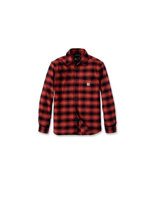 Rugged Flex Relaxed Fit Midweight Flannel Long Sleeve Plaid Shirt - Red Ochre