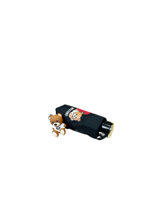 Ombrello Moschino Super Mini "Teddy Heart" + Pendente - Nero
