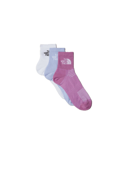 Multi Sport Cush Quarter Sock 3p - Tnf White Purple Mint Vibrant Verbena