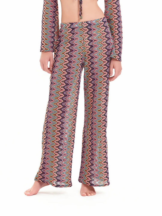 Pantalone In Maglia Crochet - Zig Zag