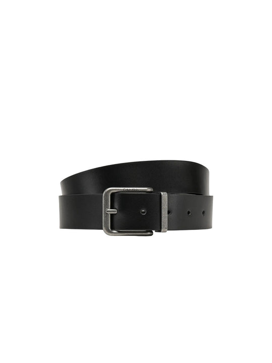 Casual Pin Buckle 35mm Rev/Adj - Black/Gray Pinstripe App