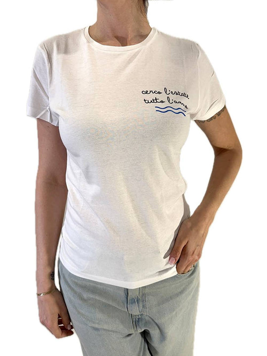T-Shirt Cerco L'Estate Tutto L'anno - Bianco