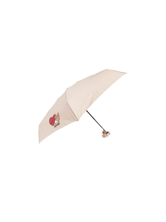 Ombrello Moschino supermini "Teddy Heart" + pendente teddy - Dark Beige