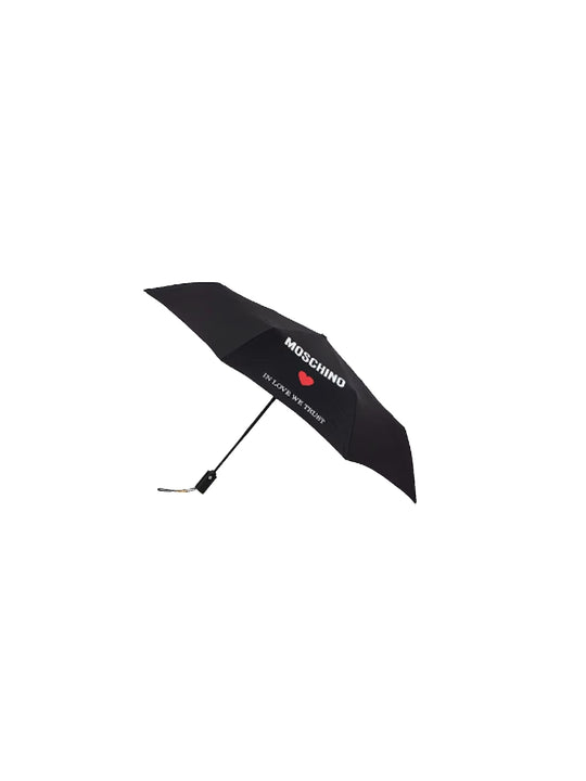 Ombrello Moschino mini aoc "In Love we trust" - Nero
