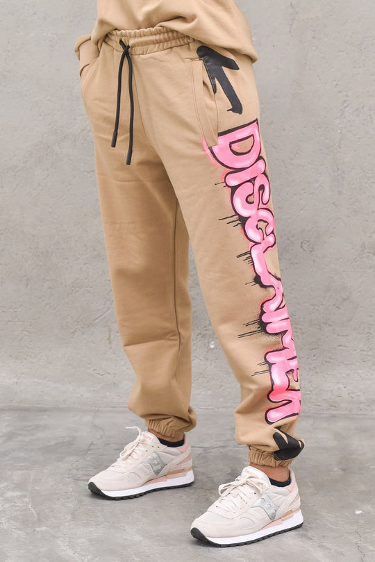 Pantalone Donna in Felpa - Brown/Fuxia Fluo