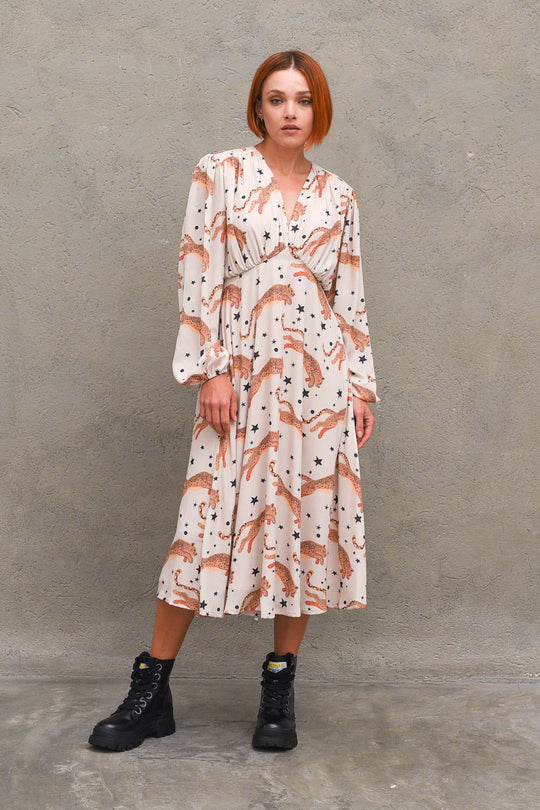 Abito Midi Fantasia Leopard - Colore Unico