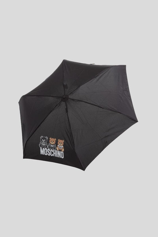 Ombrello Moschino "Bear scribbles" supermini + Pendente Teddy - Nero