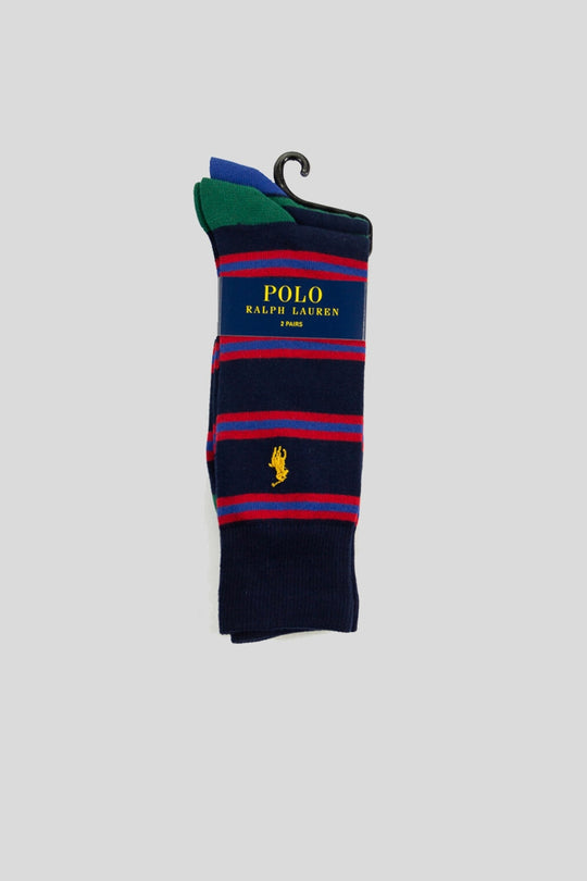 Stripes 2Pack Crew Sock - Navy