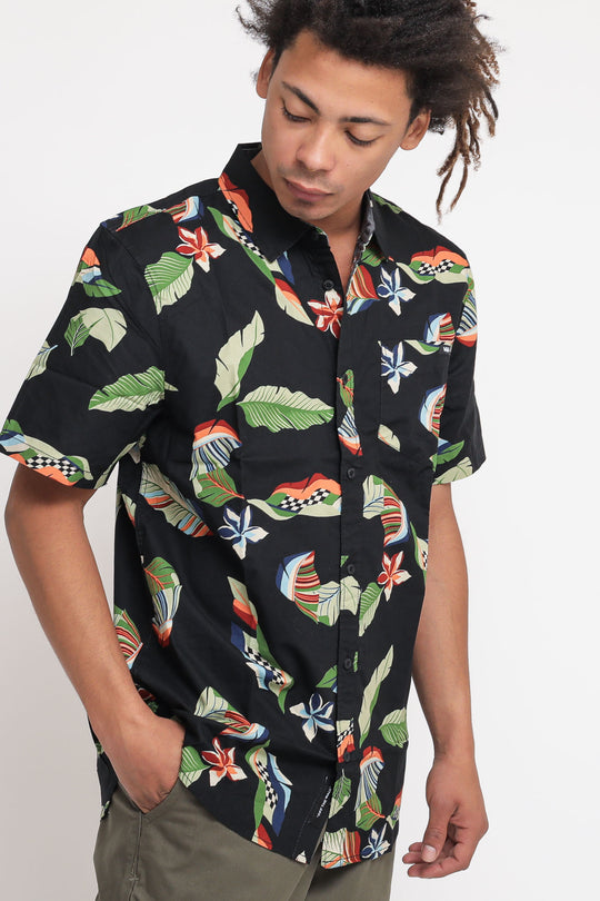 Lucid Floral Ss Shirt - Black