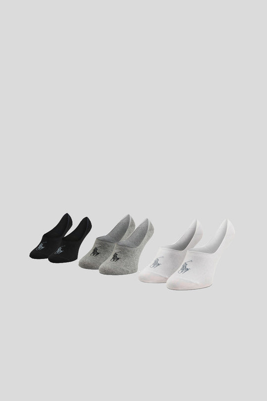 No Show Liner 3-Pack - Black White Grey