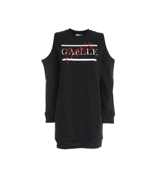 Felpa Lunga Con Omeri Scoperti - Black