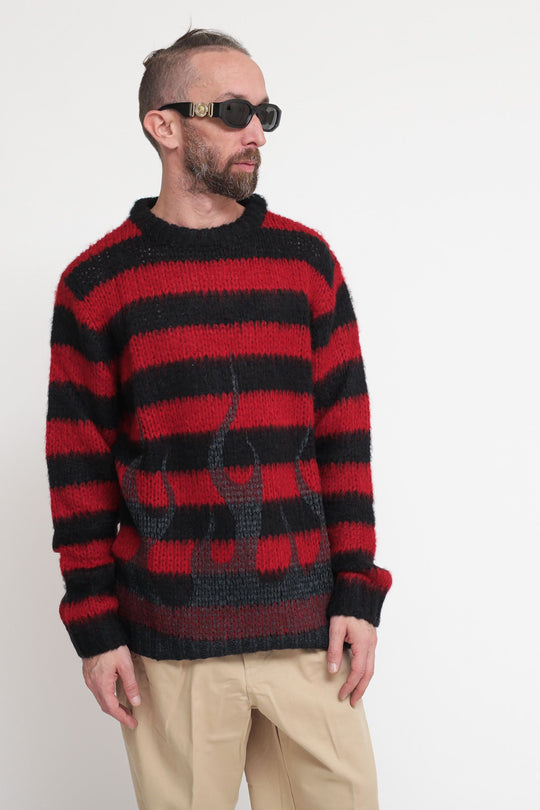 Maglione Nero Con Righe Rosse - Red
