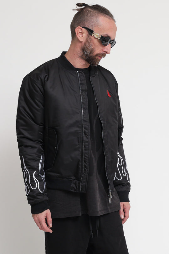 Bomber Fiamme Maniche - Black