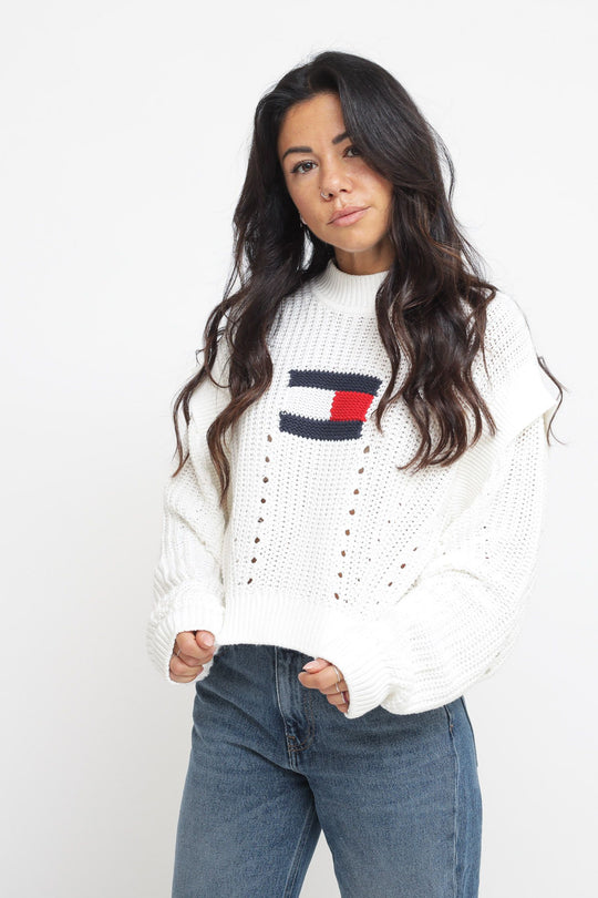 Tjw Ovrszd Flag Stitch Sweater - Ecru