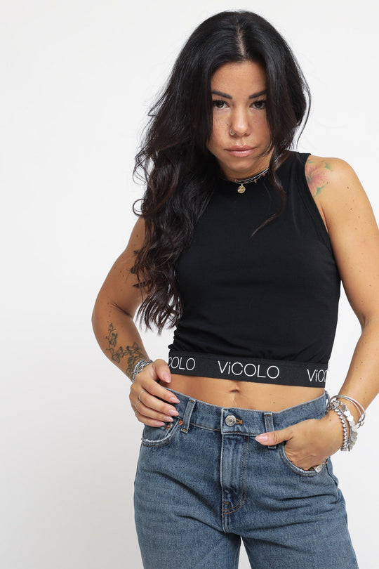Top Scritta - Nero