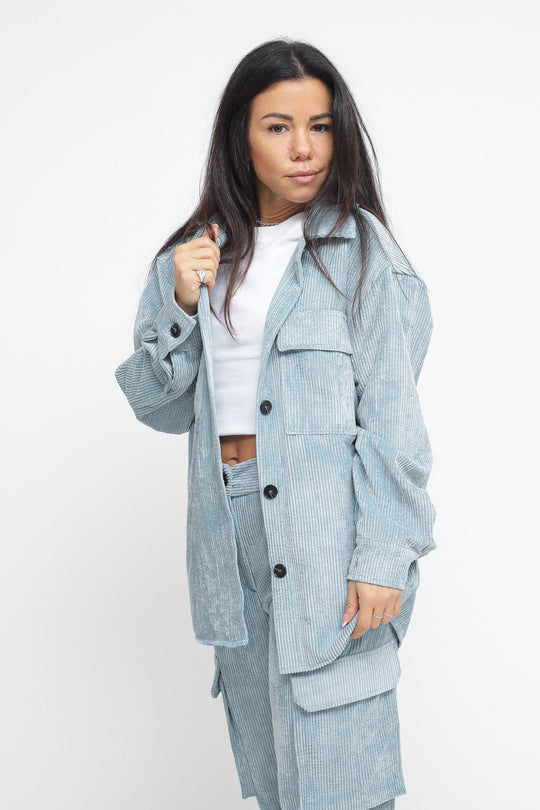 Camicia Top Velluto - Azzurro