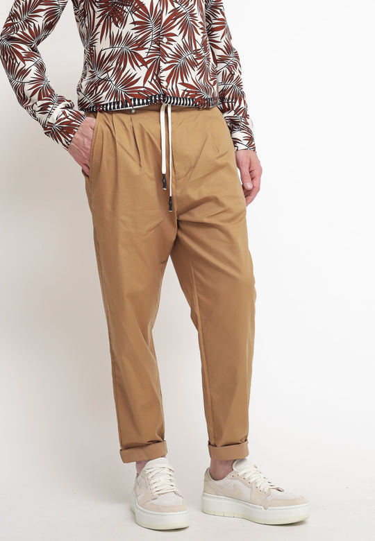 Pantalone Coulisse Cot Stretch Cammello