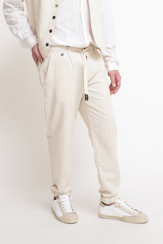 Pantalone Coulisse Cot/Lin Off White