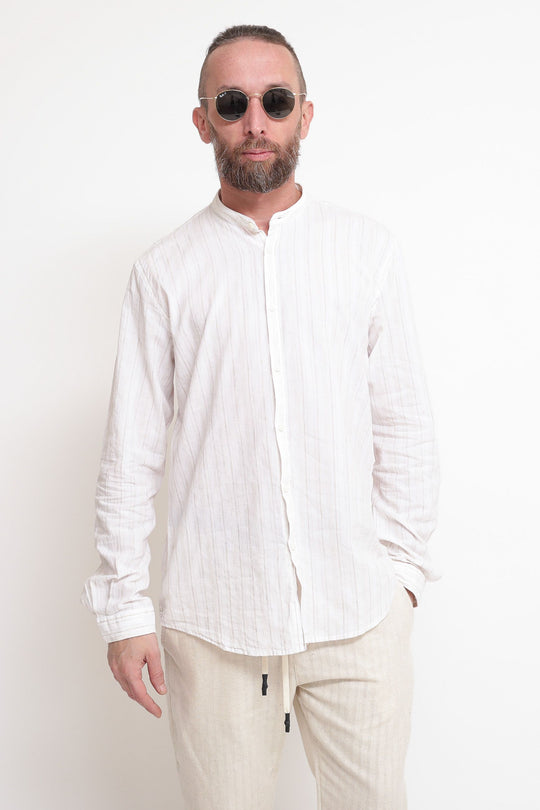 Camicia Coreana Lin Cot Rigata