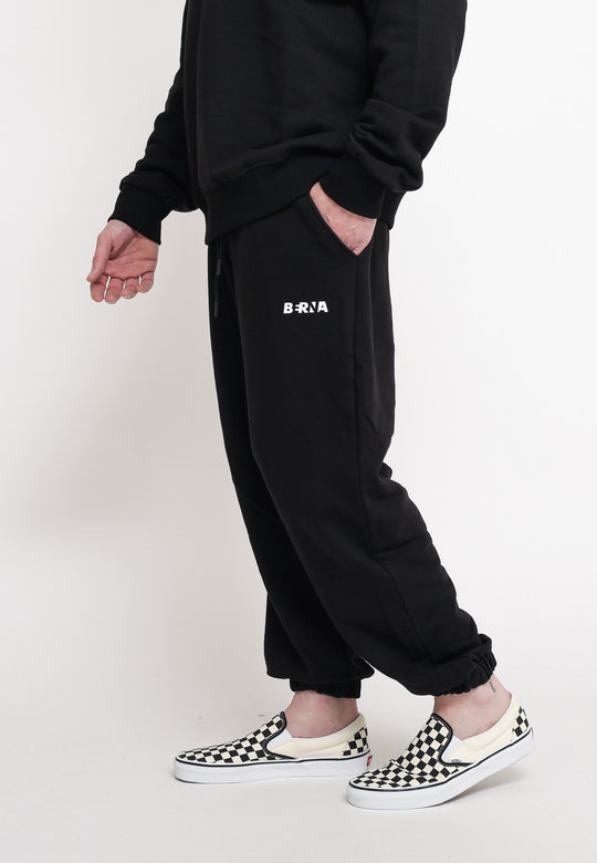 Pantalone In Felpa Stampa Logo - Nero