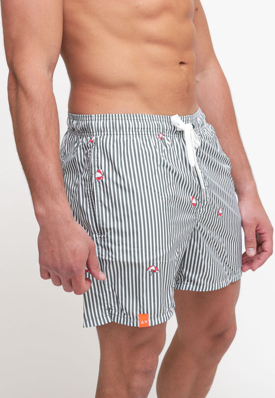 Swim Pant Stripe Fancy - Bianco/Militare