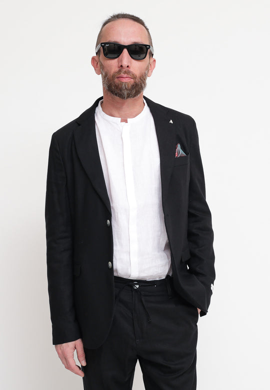 Giacca Misto Lino - Nero