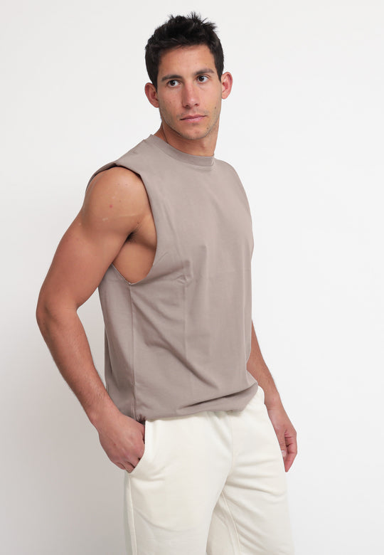 T-Shirt In Jersy Smanicata - Grigio Fango