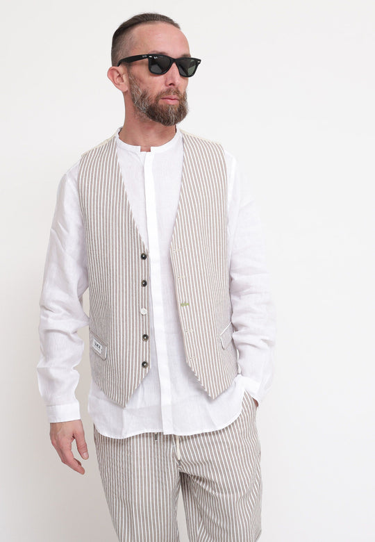 Gilet Uomo Righe - Sabbia