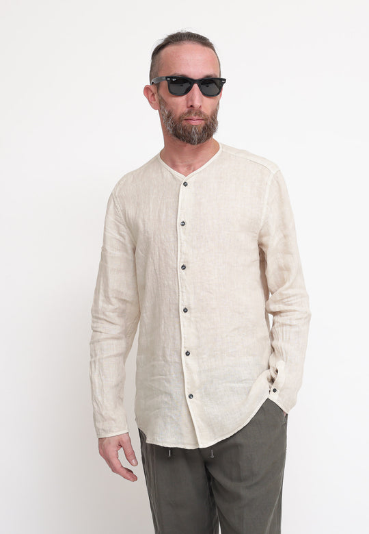 Camicia Lino Girocollo - Panna