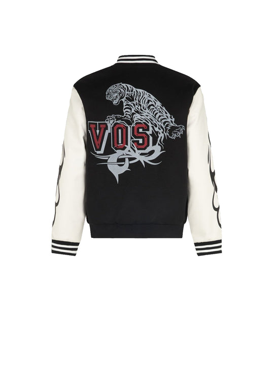 Black College Jacket Whit Tiger Logo Print