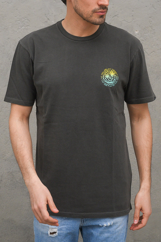 Mn Vintage Checker Palm SS - Black