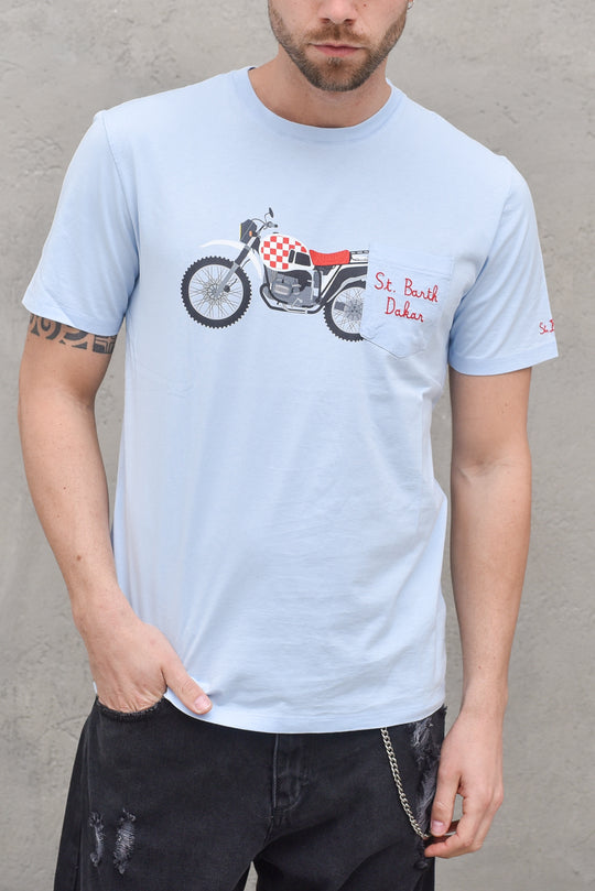Austin Cotton T-shirt Whit Front Pocket And Print