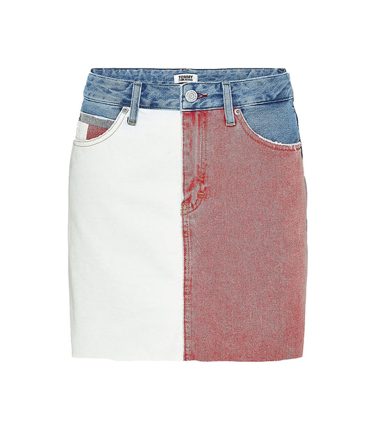 Short Denim Skirt - Tommy Flag Lt Bl Rig