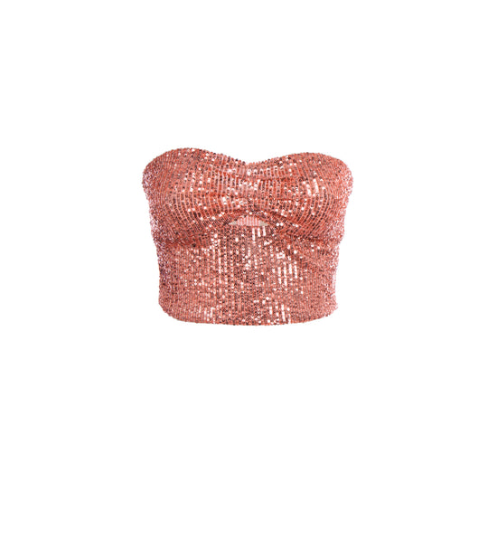 Top Oblo Paillettes - Pesca