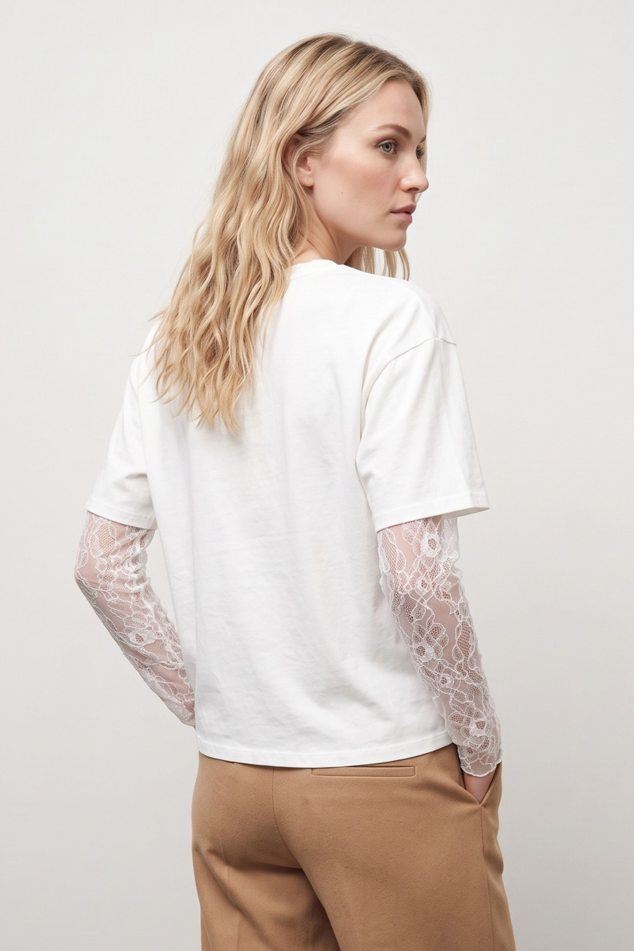 Lace-trimmed Top - Milk