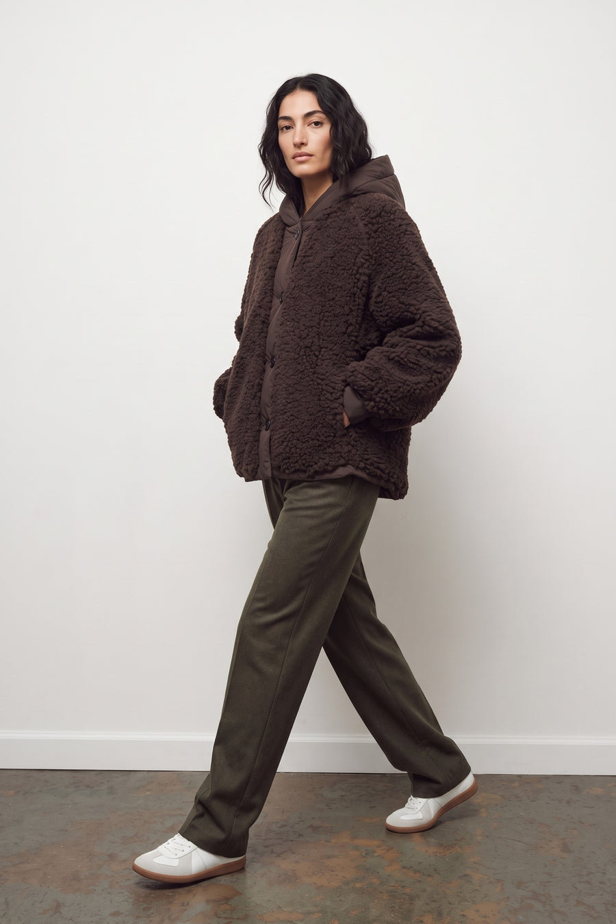 One FCG Rosie Teddy Kimono Hoodie - Cacao
