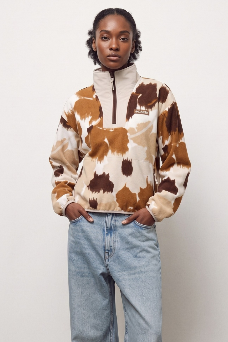 Sequoia Grove II Printed Half Zip - Camel Brown Ikatbloom