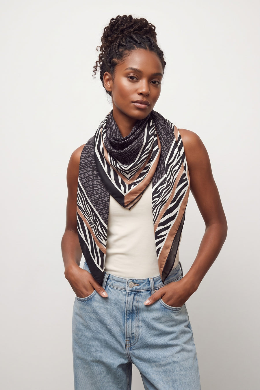 Animal Print Stole - Black