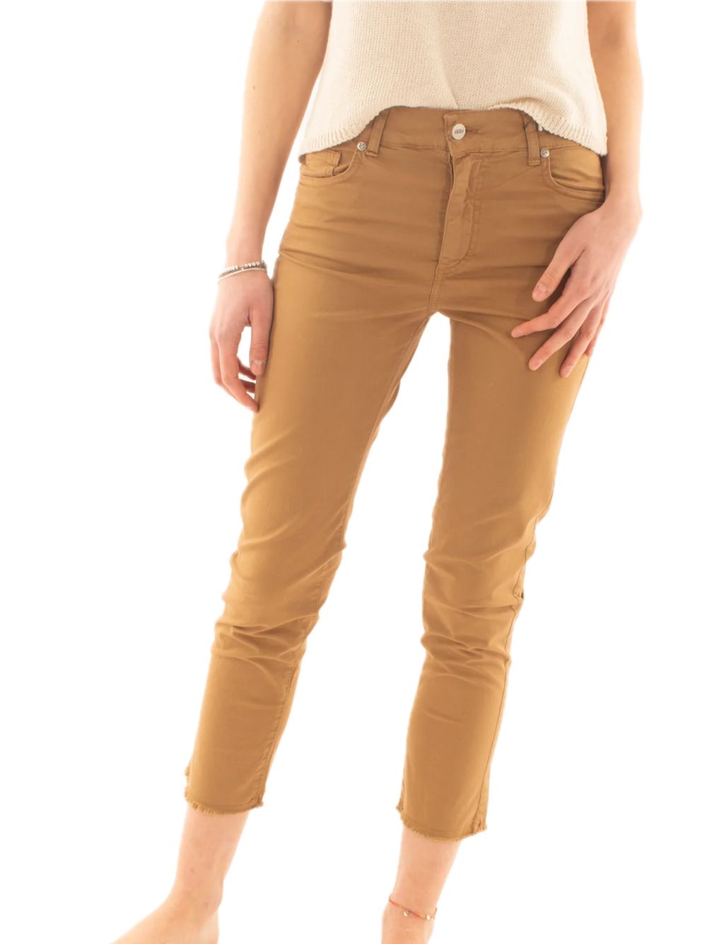 Pantalone 5 Tasche Fondo Taglio Vivo - Cammello — 1