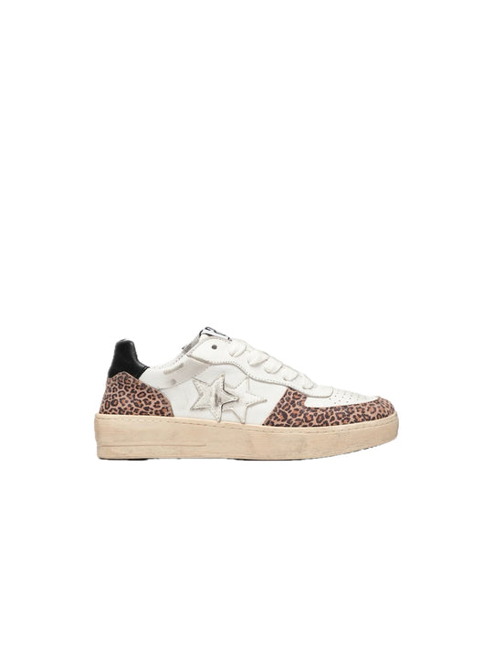 Sneakers Padel Star Pelle - White Black Leopard