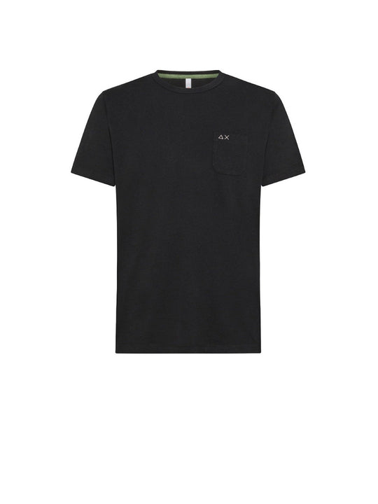 T-shirt Round Solid Pocket S/s - Nero