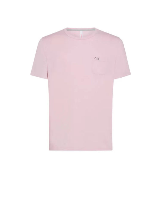 T-shirt Round Solid Pocket S/s - Ciclamino