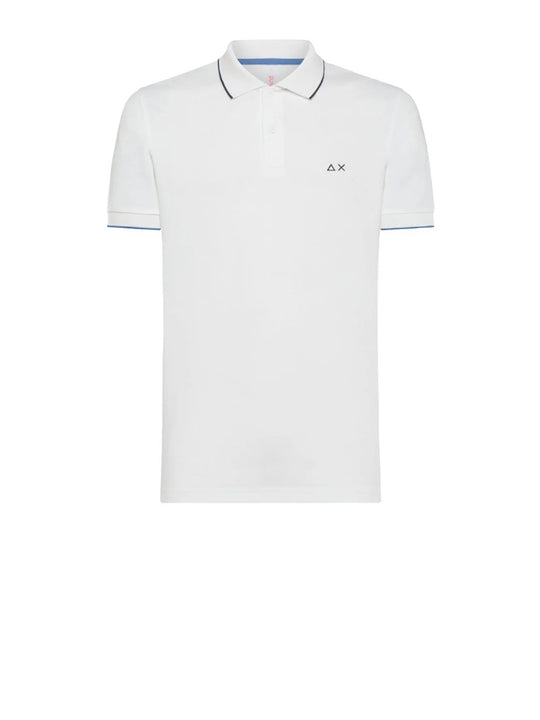 Polo Small Stripes On Collar S/s - Bianco