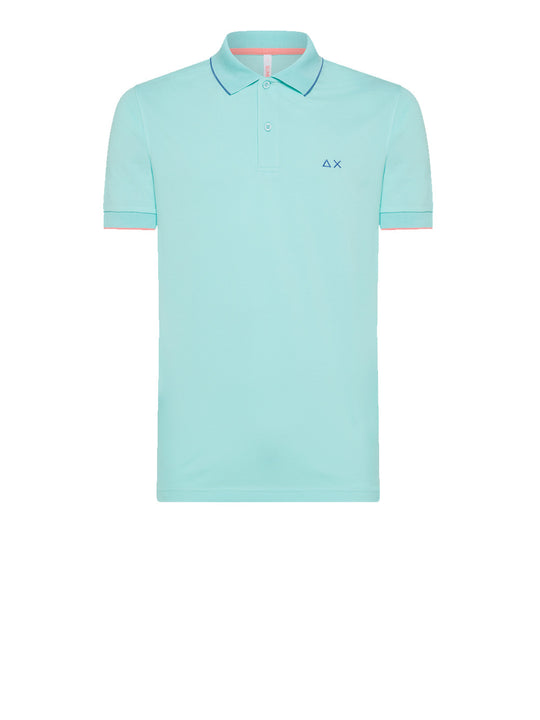 Polo Small Stripes On Collar S/s - Acqua