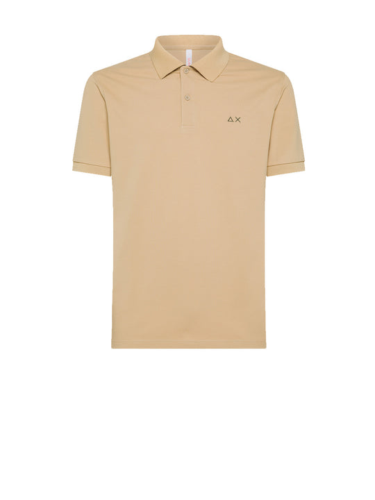 Polo Under Collar Print S/s - Beige