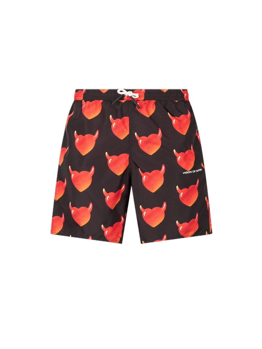Swimwear With All Over "Vos Hearts" And White Logo - Black — 1
