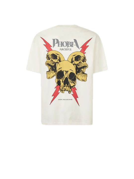T-shirt With Red "Screaming Skulls" - White