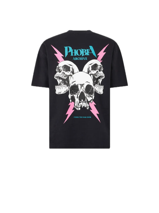 T-shirt With Red "Screaming Skulls" - Black